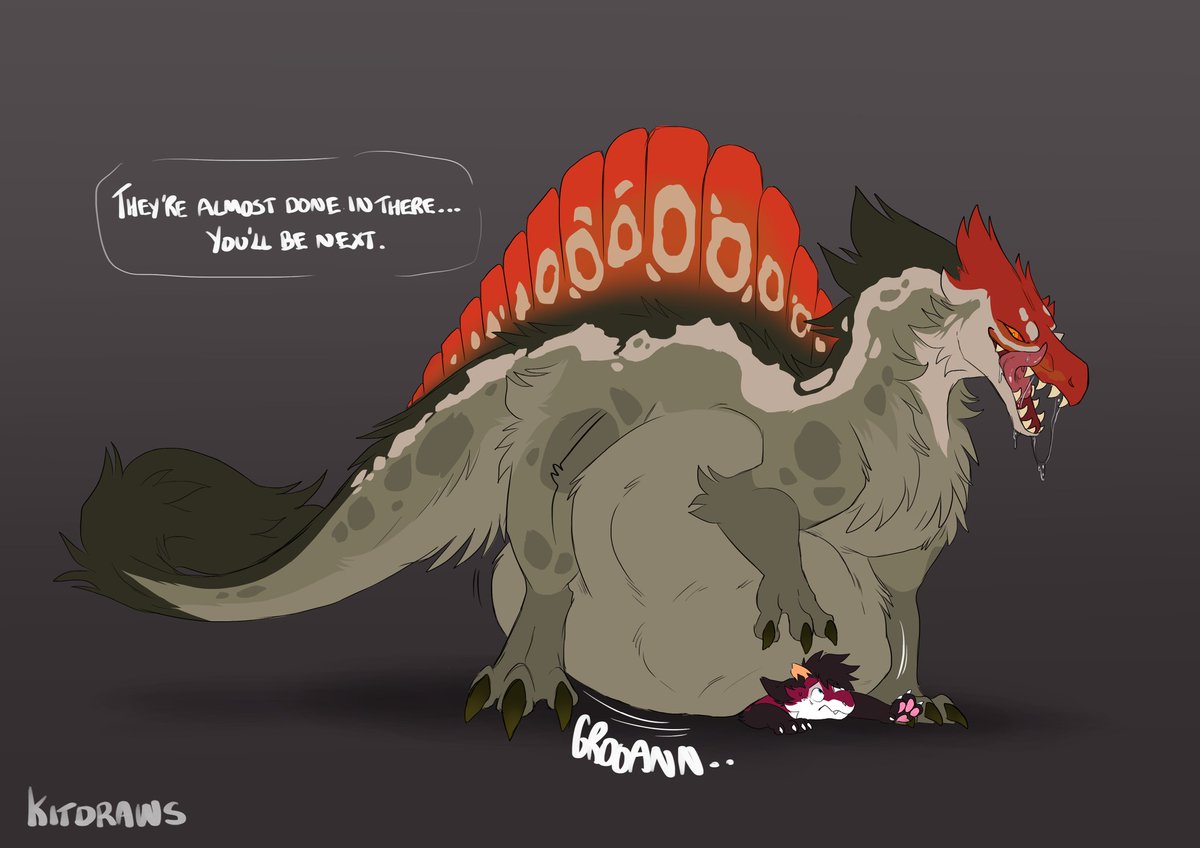 TheDimanKing's tweet photo. The spino has had several Rum and Cokes and now it's time to make some people disappear! Don't worry, by tomorrow morning I'll be sober, whatever happens to you after you disappear behind my jaws will be a necessary snackrifice~ https://t.co/6IyPEhgFVt