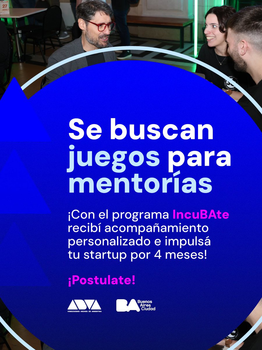 adva_vg's tweet photo. 🚀 ¡Impulsá el crecimiento de tu startup con IncuBAte!

¿Tenés un proyecto de videojuegos? Postulate a esta iniciativa de la Ciudad de Buenos Aires con acompañamiento, mentoría y vinculación estratégica.

(1/2 ⬇️) @BAinGame #Videojuegos #Argentina #GameDev #ADVA #BuenosAires https://t.co/BEJcV4b7c9