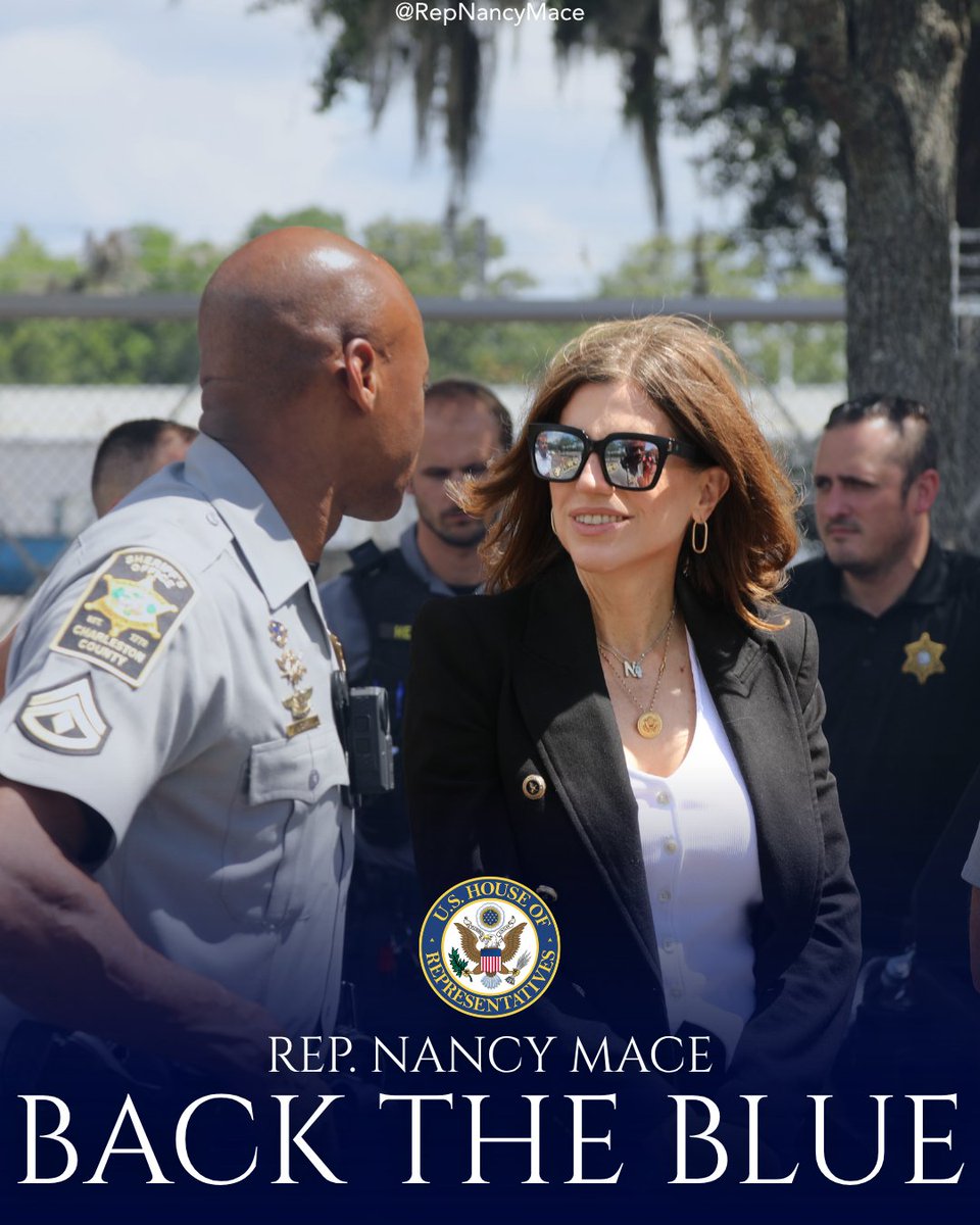 RepNancyMace's tweet photo. Thank you to the men and women in uniform who enforce and uphold our laws to keep our communities safe. You will always have our full support.

While the Left spent years demonizing law enforcement, defunding departments, and letting criminals walk free, our officers kept showing up. They deserve more credit, more resources, and more respect than Washington has ever given them.

We have secured millions in federal funding for law enforcement across the Lowcountry, introduced bill after bill to back our officers, toughen penalties for criminals, and restore the law and order this country was built on.

Safe communities are the foundation. The men and women in blue are the ones holding it together.

BACK THE BLUE.