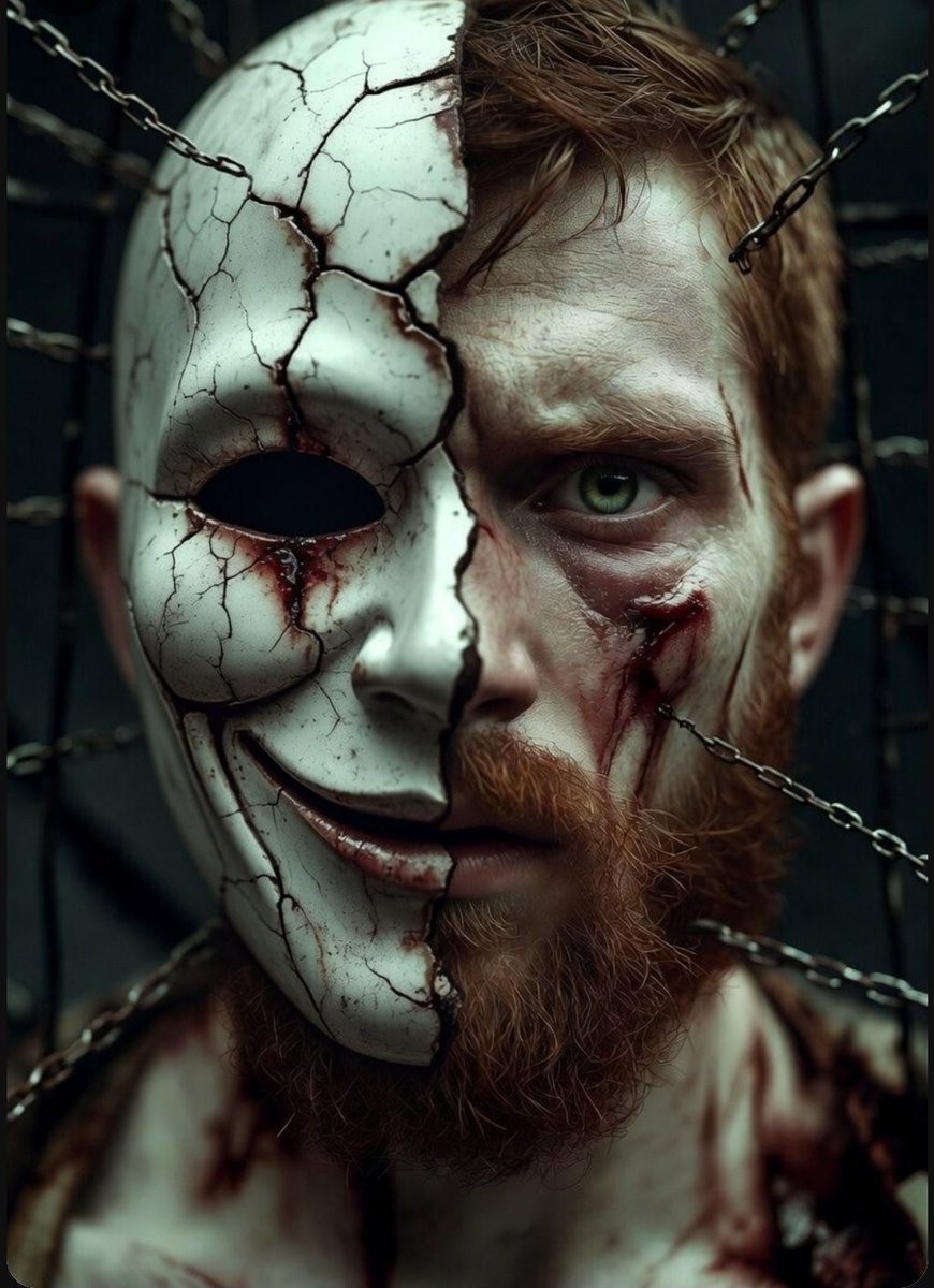 RoninDbo's tweet photo. This Mask I Wear
This mask I don is not for the weak,
not for the lazy, not for the meek.
It hides the pain that consumes me,
the grief that lives deep within me.  I learned it young at the end of a belt,
Hiding every bruise, scar, and welt. https://t.co/0zO1P8atPH