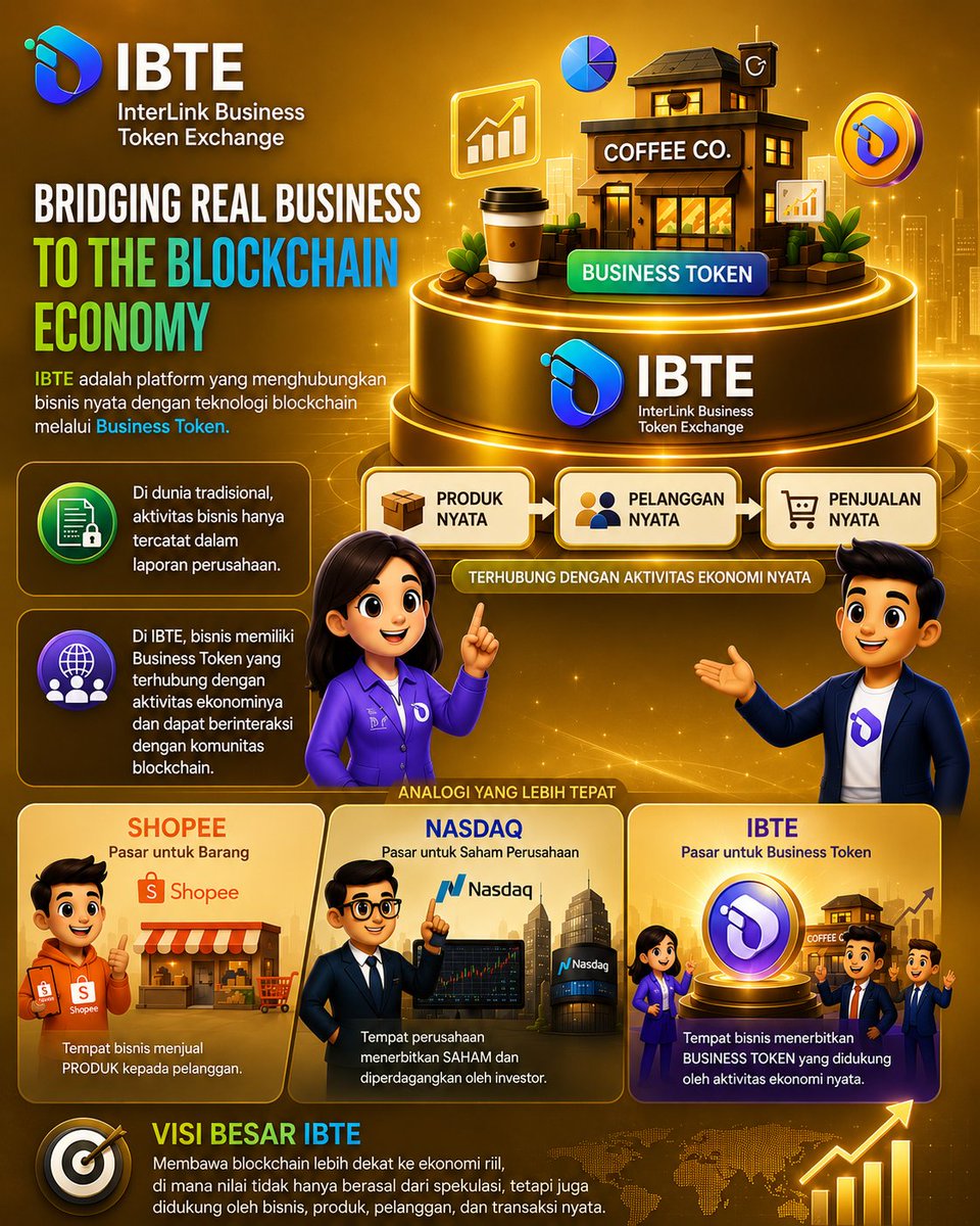 kameswarar369's tweet photo. IBTE నిజమైన వ్యాపారాలను Blockchain ప్రపంచంతో అనుసంధానించే వేదిక. ఉత్పత్తులు, కస్టమర్లు, అమ్మకాలు వంటి వాస్తవ ఆర్థిక కార్యకలాపాలను Business Tokens ద్వారా డిజిటల్ ఆస్తులుగా మార్చే కొత్త దిశను చూపిస్తోంది.
#IBTE #BusinessToken #Blockchain #InterLink #ITLG #ITL https://t.co/rm1Ck1e9HY