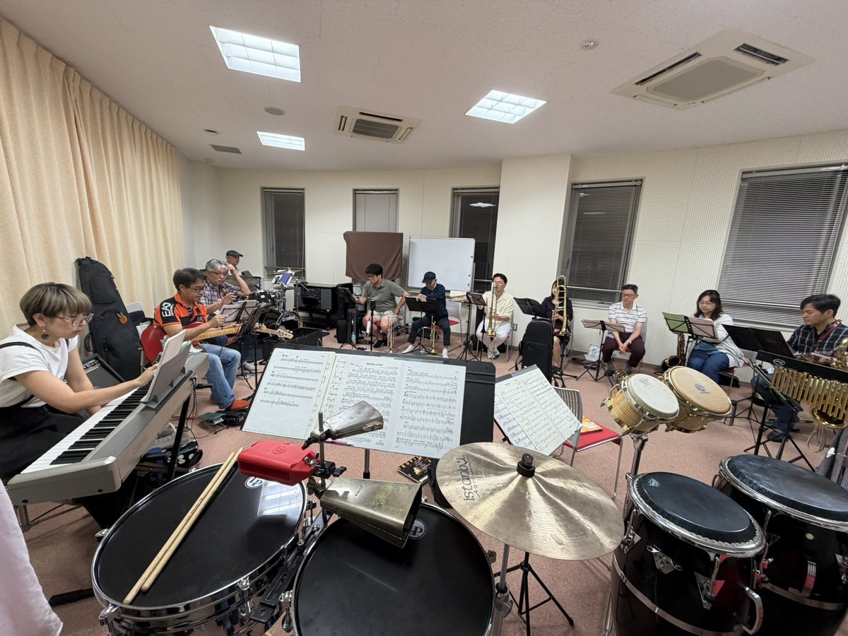 gimmesachi's tweet photo. ７月・８月の本番に向けて練習中！🙌
昨日は小さい部屋でしたが、人数が集まったのでホールでやりたかったー！
#ビッグバンド
#人数募集中
#テイクハートビート
#熱帯jazz楽団 https://t.co/NWpcNzP6Ms