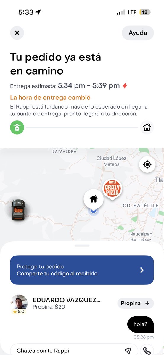 j0hanan's tweet photo. @RappiMexico Su repartidor se esta alejando mas y mas y no responde, sus opciones de soporte con un asco!! https://t.co/KEZKlkBJ6J