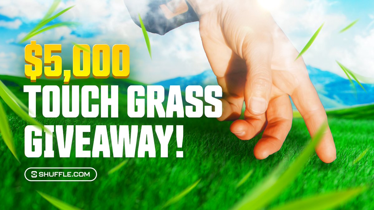 shufflecom's tweet photo. TOUCH GRASS GIVEAWAY! 🌿

Summer is for getting outside, touching some grass, and soaking in the sun.   

Day 3 and we want to see you do exactly that... while playing on Shuffle.

To enter: 
- Follow our page, like & RT this post 
- Reply with a photo/video of you playing on Shuffle anywhere but inside
- Use the hashtag #ShuffleGrassToucher  

We’re picking 10 of the most creative, rogue, or unique entries to win $500 each. Winners picked in 48 hours.