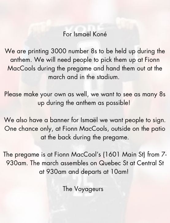 thevoyageurs's tweet photo. Pour Ismaël Koné | For Ismaël Koné

 #IK8 #allezlesrouges #canmnt https://t.co/VNYjU0YP2z