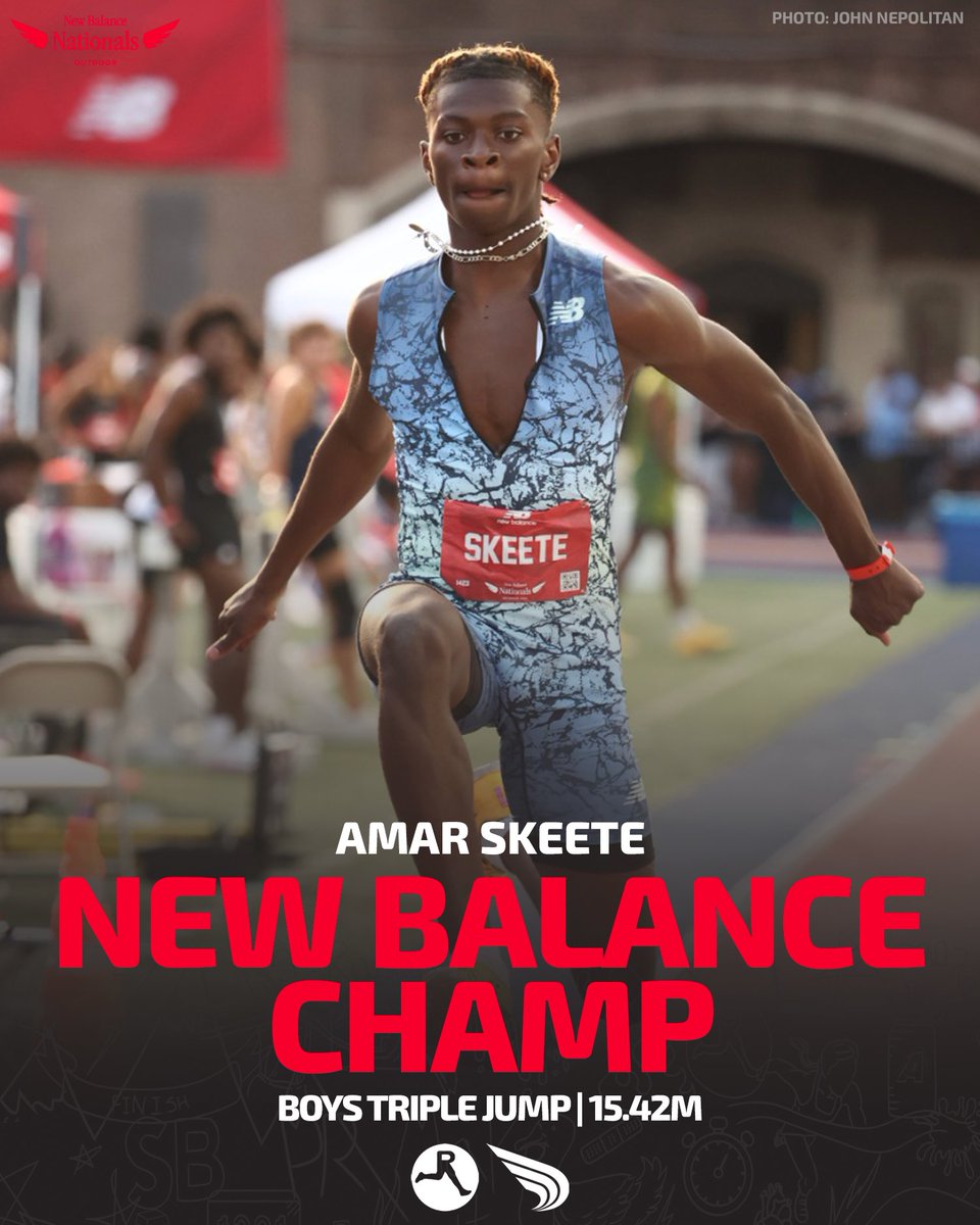 DyeStat's tweet photo. A class of his own!
Amar Skeete goes 15.42m (50-7.25), the only 50-foot jump in the competition, to win the boys triple jump title at #NBNationals.
๐ธ: John Nepolitan https://t.co/EE85UAwhh7