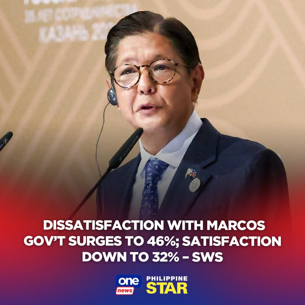 PhilippineStar's tweet photo. The Marcos administration received poor net satisfaction ratings in terms of eradicating graft and corruption, ensuring that oil companies do not take advantage of rising oil prices and fighting inflation. https://t.co/4CxDmDkk48 https://t.co/P2m5IA00Uz