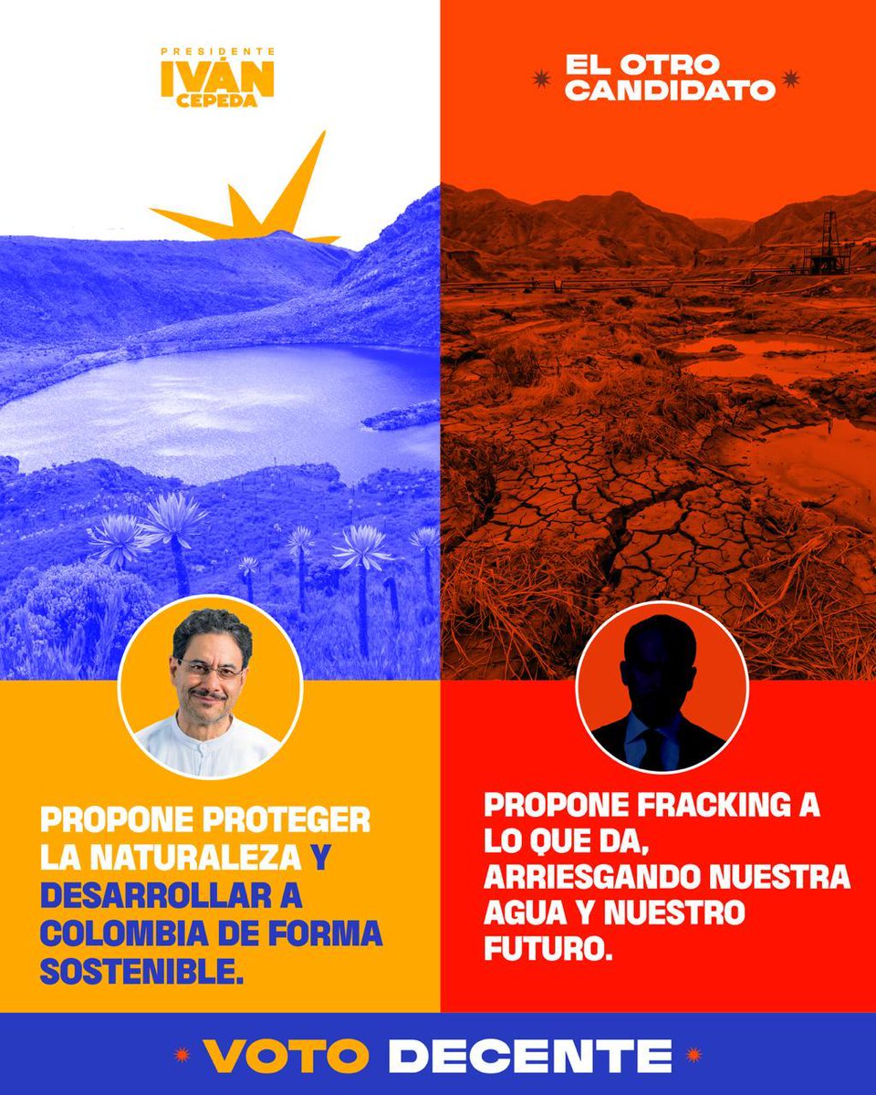 sindesenacol's tweet photo. Entre vuelos privados sin reportar, fracking sin futuro y confesiones que asustan, el panorama del "otro candidato" está de terror. Menos mal la alternativa tiene argumentos, propuestas y respeto por la vida @IvanCepedaCast. https://t.co/BBVnGLychw