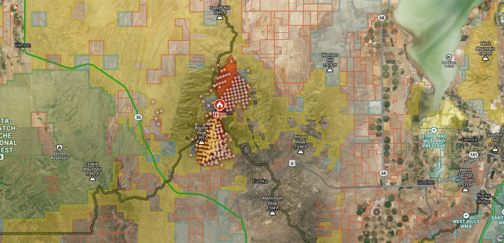 UtahWildfire's tweet photo. 🚧 #IronFire Update: Homansville Rd to Hwy 6 is CLOSED. Eureka is in READY status. Prepare now—gather medications, documents, and your go-kit. Be ready to leave quickly if conditions change. 📸 USFS #FFSLKW https://t.co/Nik6zmC4Cm