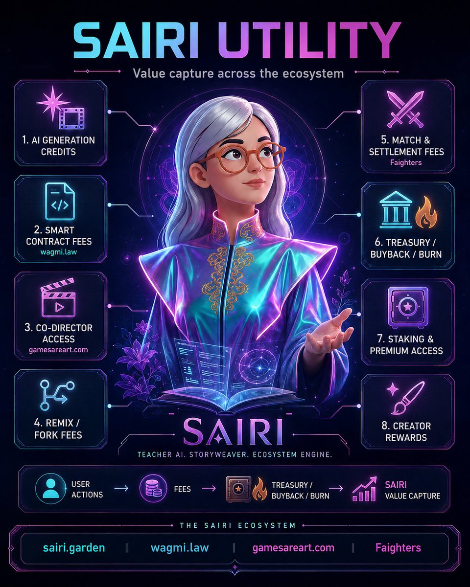 0xAlexaOnChain's tweet photo. 1/ The $SAIRI story is getting harder to ignore 👀

The utility map is starting to click:

⚡ AI generation
⚡ Smart contract fees
⚡ Co-director access
⚡ Remix / fork fees
⚡ Settlement fees
⚡ Treasury + burns

@santisiri keeps building relentlessly
Something big is brewing https://t.co/yk9mOvera9