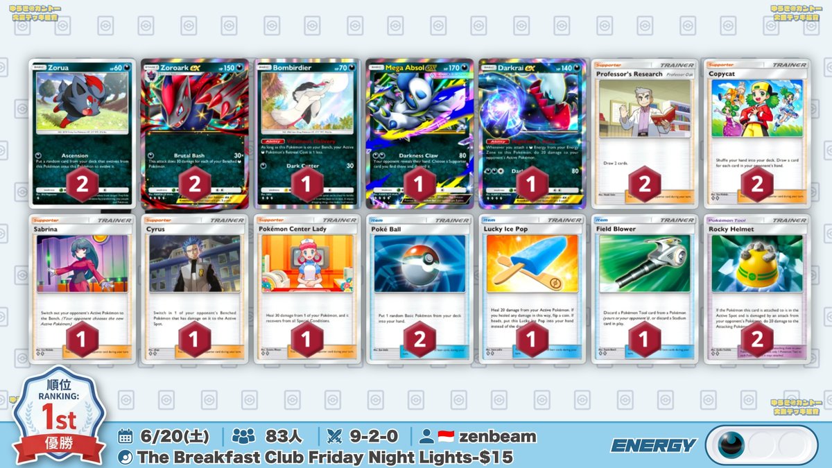 🌏 ポケポケ 大会結果｜6/20(土) 🌏 83人参加の大会で『ゾロアークex