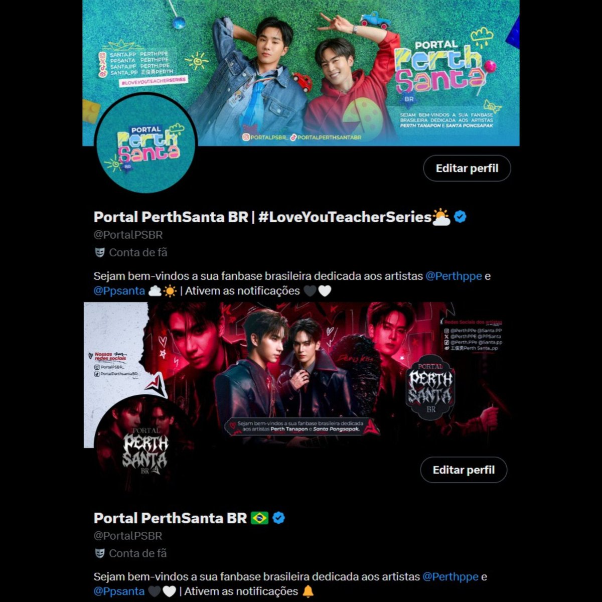 PortalPSBR's tweet photo. It was the end of a decade ⛅️
But the start of an age 💋

Nosso cantinho está de cara nova. 
Dando tchau a era de LYT (😭😭) e animados para o concert que está vindo ai❤️‍🔥

E mais uma vez @studio_sugoi entregando um trabalho incrível😍

#PerthTanapon #Santapp 
#PerthSanta #เพิร์ธแซนต้า