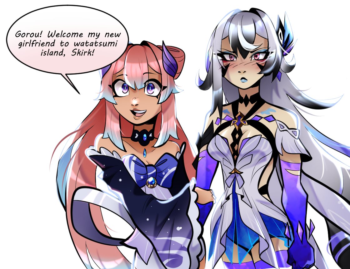 esmermint's tweet photo. (1/2)
Kokomi takes skirk to Watatsumi to enjoy the summer weather for sureee 

#Skirk #kokomi #skirkomi #genshinimpact https://t.co/SVy1pYoBft