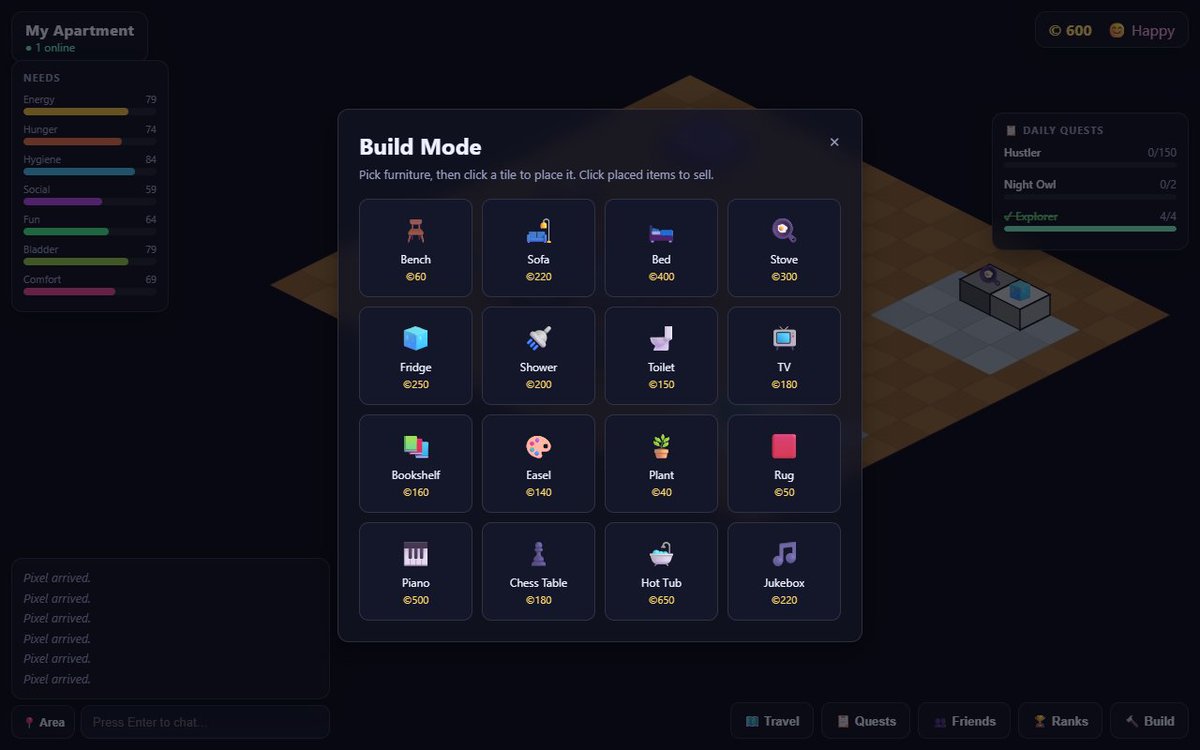 PlaySimVerse's tweet photo. Decorate your way 🛋️

Pop into Build Mode and splash your Coins on furniture: sofas, pianos, hot tubs. Place it, sell it, make it yours. https://t.co/jN0DXXMFEl