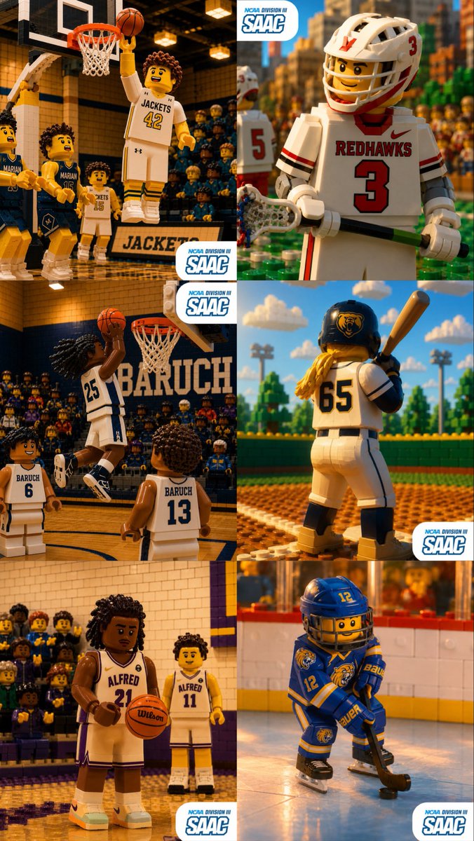 d3saac's tweet photo. The DIII SAAC LEGO Set is complete: you have met all of our new members! We are beyond excited to meet in-person in just under 1 month! 🔥3️⃣

Do you recognize any of these mini figures? 😝🧱

#WhyD3 | #NCAA #Legos #DIIISAAC #NCAAD3 https://t.co/58ES2zzKfs