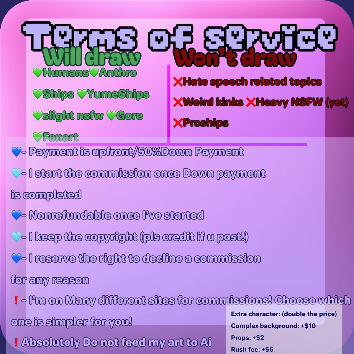 HittaDidit's tweet photo. Commissions are officially open for business now that I finally have an official sheet :))!
Dm me on insta or discord for the smoothest communication!
#commissions #koficommissions #commissionsopen #artistreecommissions #vgencode https://t.co/neVnS2UNu3