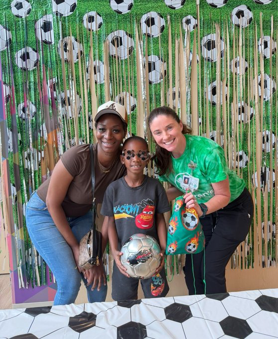 childrensatl's tweet photo. Tiny fans, big energy! 

We kicked off the first week of #soccer matches in Atlanta with patient watch parties in The Zone—filled with soccer-themed arts and crafts, treats and lots of excitement as we cheered on our favorite teams! ⚽🎉 https://t.co/Rfzhj6WklF