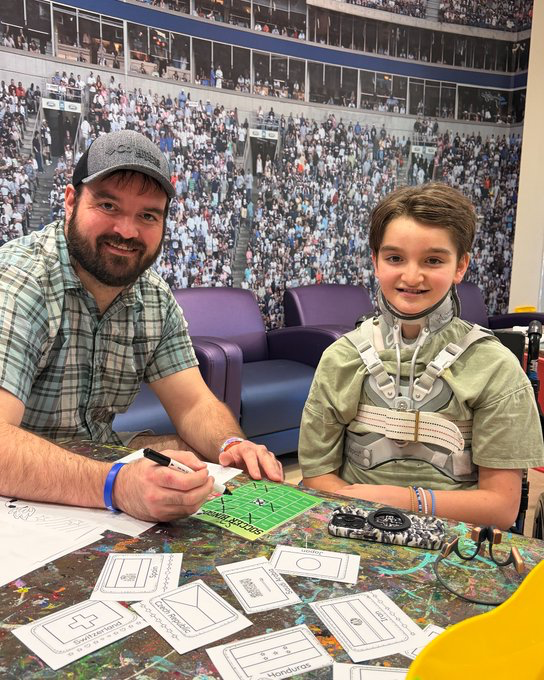 childrensatl's tweet photo. Tiny fans, big energy! 

We kicked off the first week of #soccer matches in Atlanta with patient watch parties in The Zone—filled with soccer-themed arts and crafts, treats and lots of excitement as we cheered on our favorite teams! ⚽🎉 https://t.co/Rfzhj6WklF