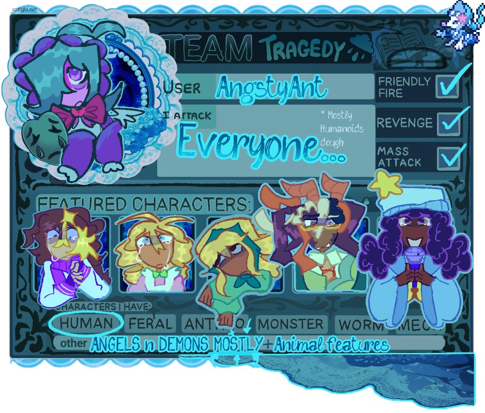 AngstyAnt_'s tweet photo. ArtFight Card 💧🩵💙 https://t.co/ayNEE0jDLM