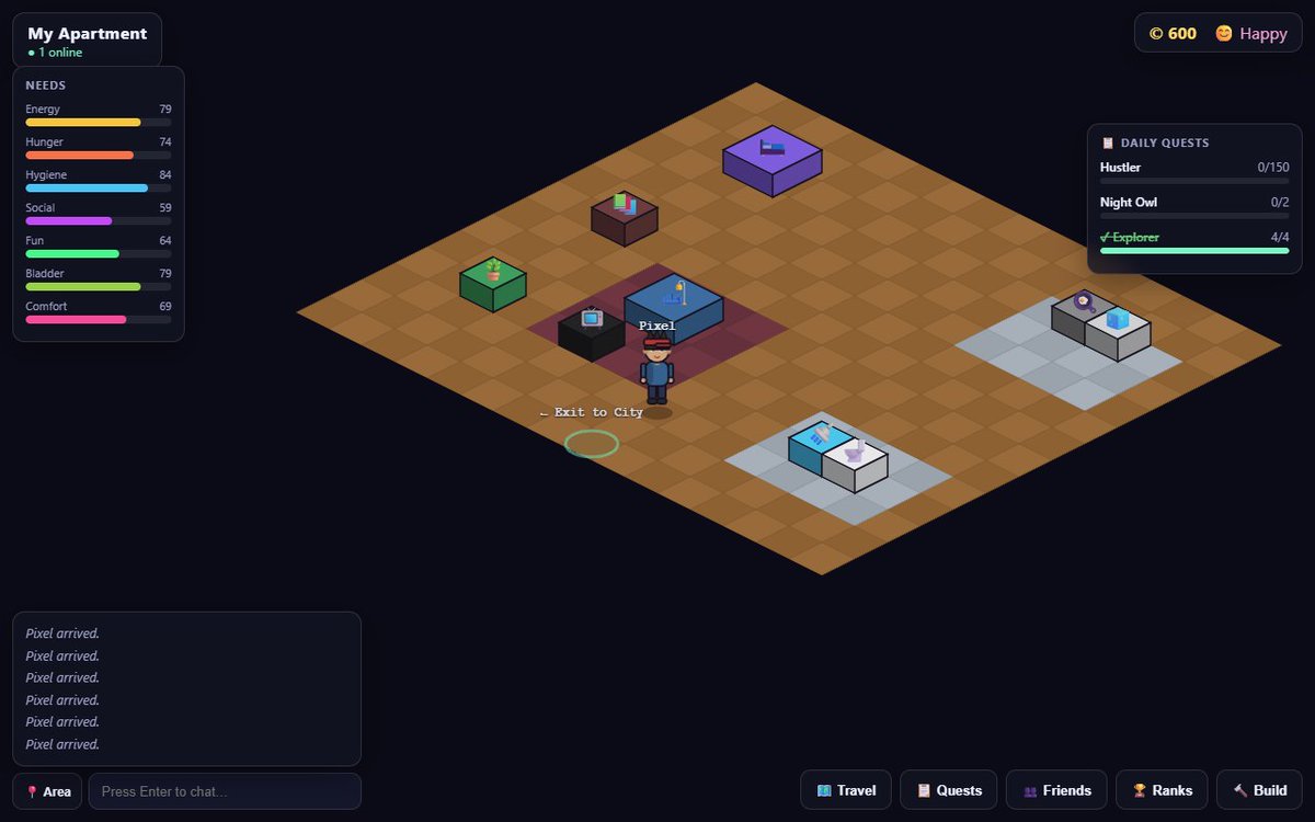 PlaySimVerse's tweet photo. Home sweet home 🏠

Your private apartment comes move-in ready: bed, kitchen, shower, TV. Sleep, cook and recharge your needs. https://t.co/ADWWdPp4yq