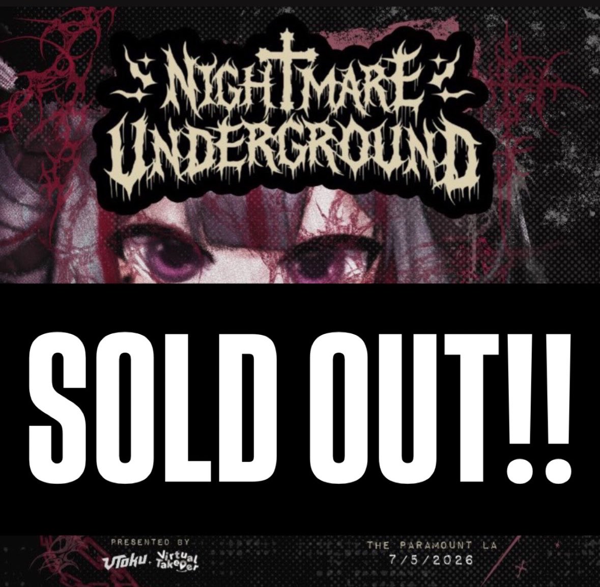 chikafujilisa's tweet photo. WE DID IT Y’ALL!!! #NightmareUnderground is OFFICIALLY *SOLD OUT*

i can’t wait to share the EP/celebrate my birthday with sheeple!! this is the first ever IRL vtuber event i’ve produced myself, so i’m crossing my fingers you love it

it’s also been a labor of love so another big thank you to everyone performing and their communities for pulling up and supporting ❤️‍🩹 

LET’S GET CRAZYYYYY