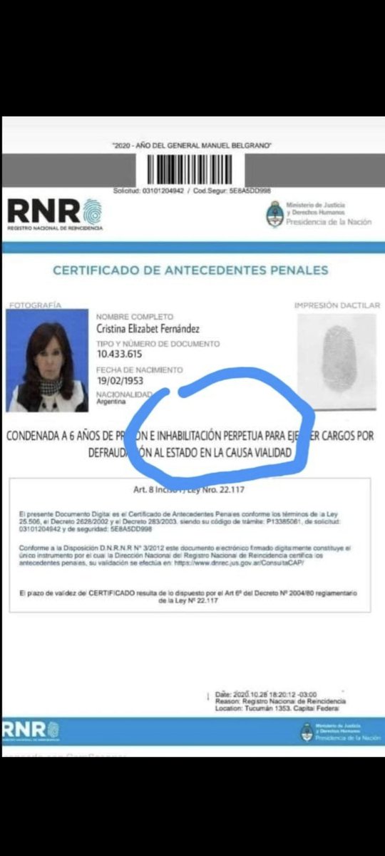 salidasinK's tweet photo. @marianorecalde Pueden juntarse millones ... Pero, lo chorra y en cana... No sé lo saca nadie. Dejen de perder tiempo. Está INHABILITADA. https://t.co/1CqBkCfg5H