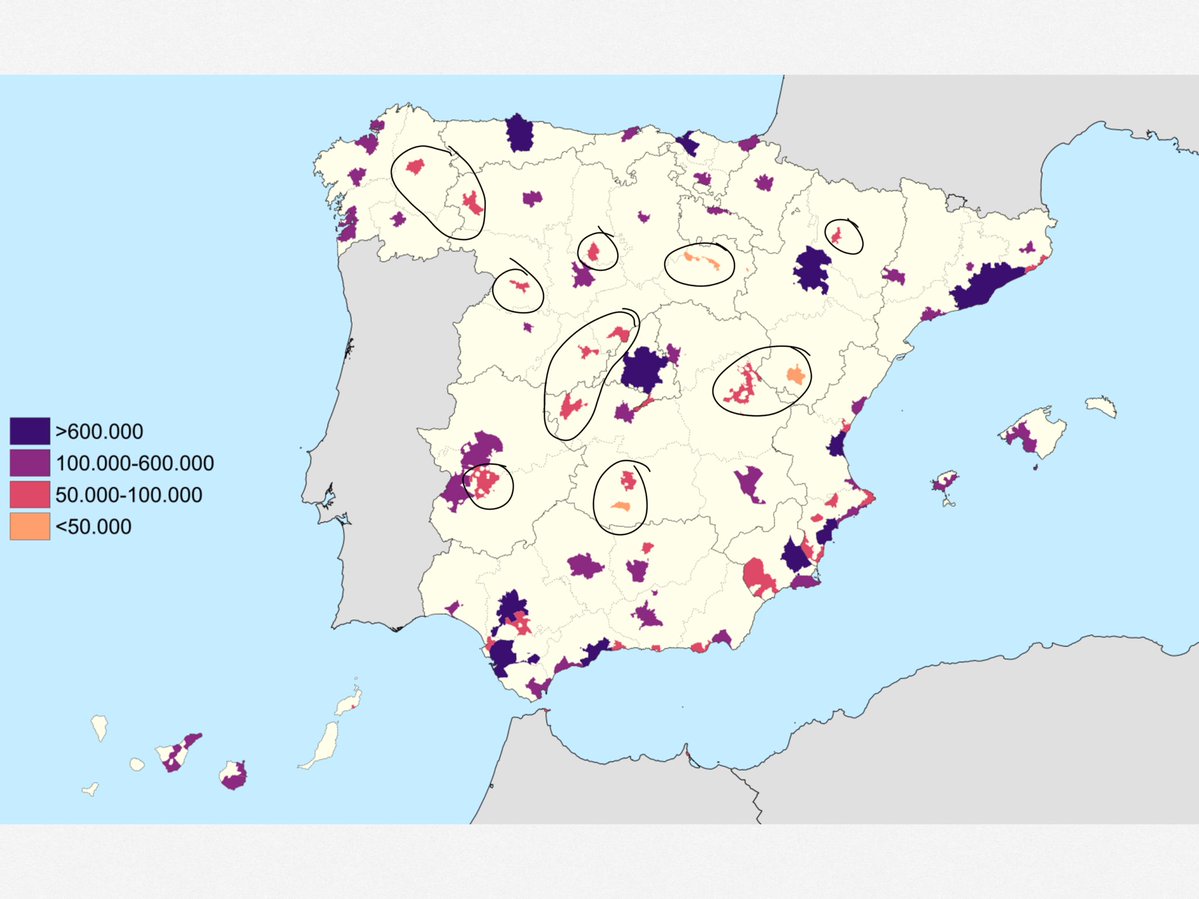 RuralxData's tweet photo. -Es hora de hacer crecer las áreas metropolitanas menores de 100k de interior.
-Es hora de Lugo, Ponferrada, Zamora, Palencia, Soria, Huesca, Ávila, Segovia, Talavera de la Reina, Cuenca, Teruel, Puertollano, Ciudad Real y Mérida. https://t.co/NBO5VSSbiV