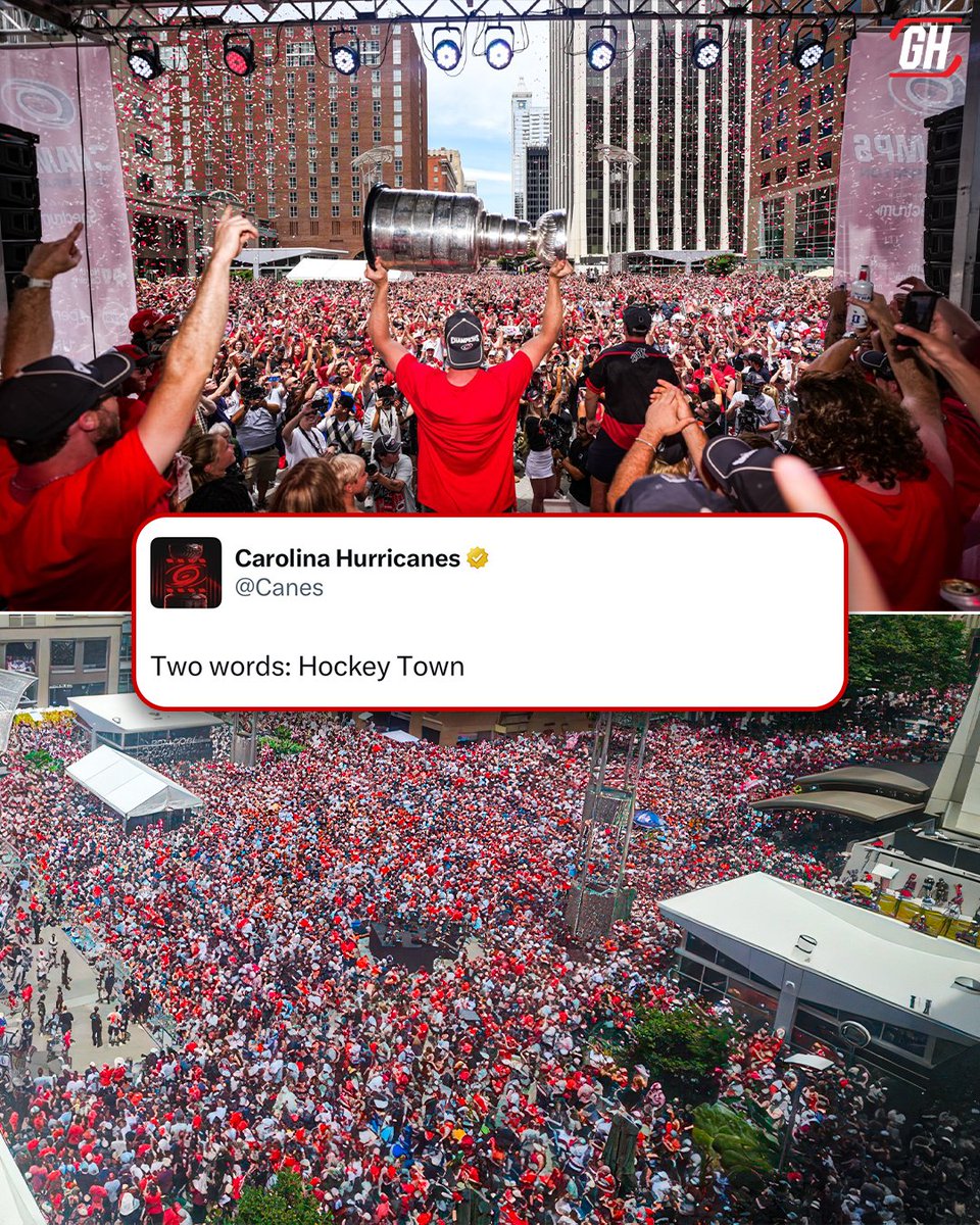 GinoHard_'s tweet photo. Small market. MASSIVE fanbase 😤👏

Canes fans absolutely took over downtown Raleigh to celebrate the franchise's second Stanley Cup https://t.co/SinTQMzKdB