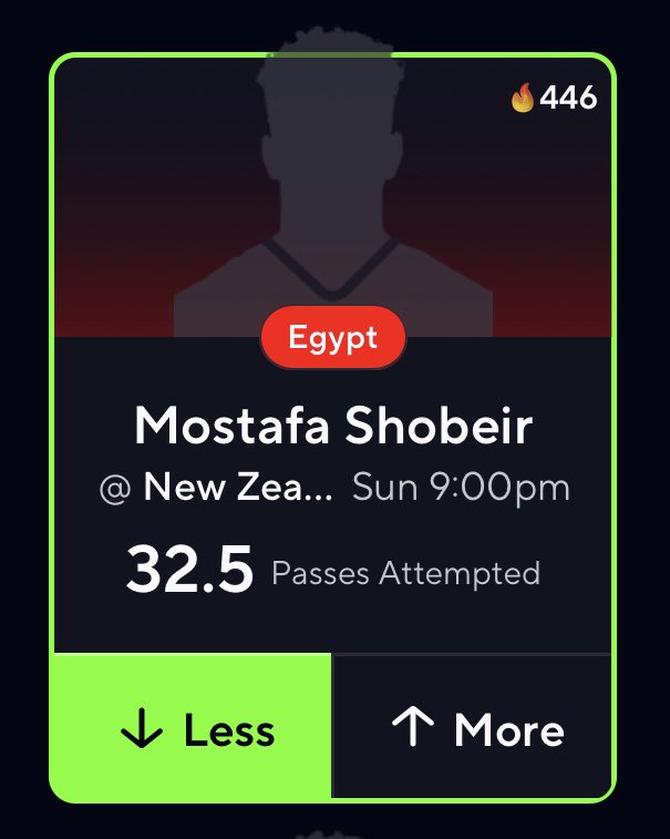 asxrb's tweet photo. World Cup POTD ⚽️

 Mostafa Shobeir Under 32.5 PA 🇪🇬

❤️ = Tail | #Soccer #WorldCup #PrizePicks https://t.co/gVG0J4Zbyt