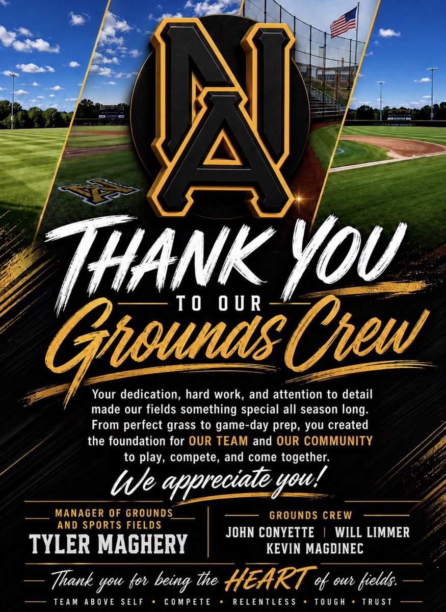 natigerbaseball's tweet photo. The North Allegheny Baseball Program would like to extend a sincere thank you to our incredible grounds crew for their hard work and dedication throughout this past season. Your commitment behind the scenes played a major role in creating a first-class experience for our players, coaches, families, and fans.