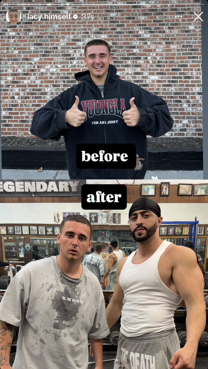GrimedAnt's tweet photo. Lacy posted an IG story showing a picture of himself before and after an intense workout session at Diamond Gym where the entire CORE group filmed a YouTube video following their trip to NYC 👀🔥 https://t.co/TVRbQKJ7gG