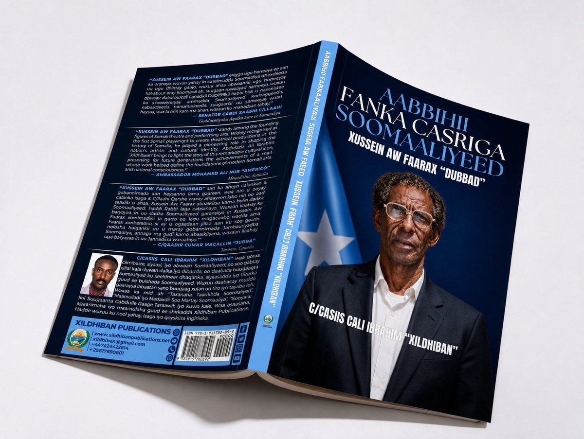 Xildhiban's tweet photo. Abwaan Xuseen Aw-Faarax Dubbad (died 1999) was a legendary Somali poet and playwright. He is best remembered for authoring the lyrics to the Somali national anthem, Qolo baa calankee. Widely celebrated in Somali literature and arts. It will be available shortly. @HarunMaruf https://t.co/8NPcIs2n6t