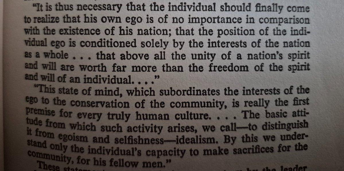 north160's tweet photo. These are two quote explaining the moral philosophy of nazism.  Seems pretty collectivist and widely accepted by the people at the time. https://t.co/kM4PNE3Wyc