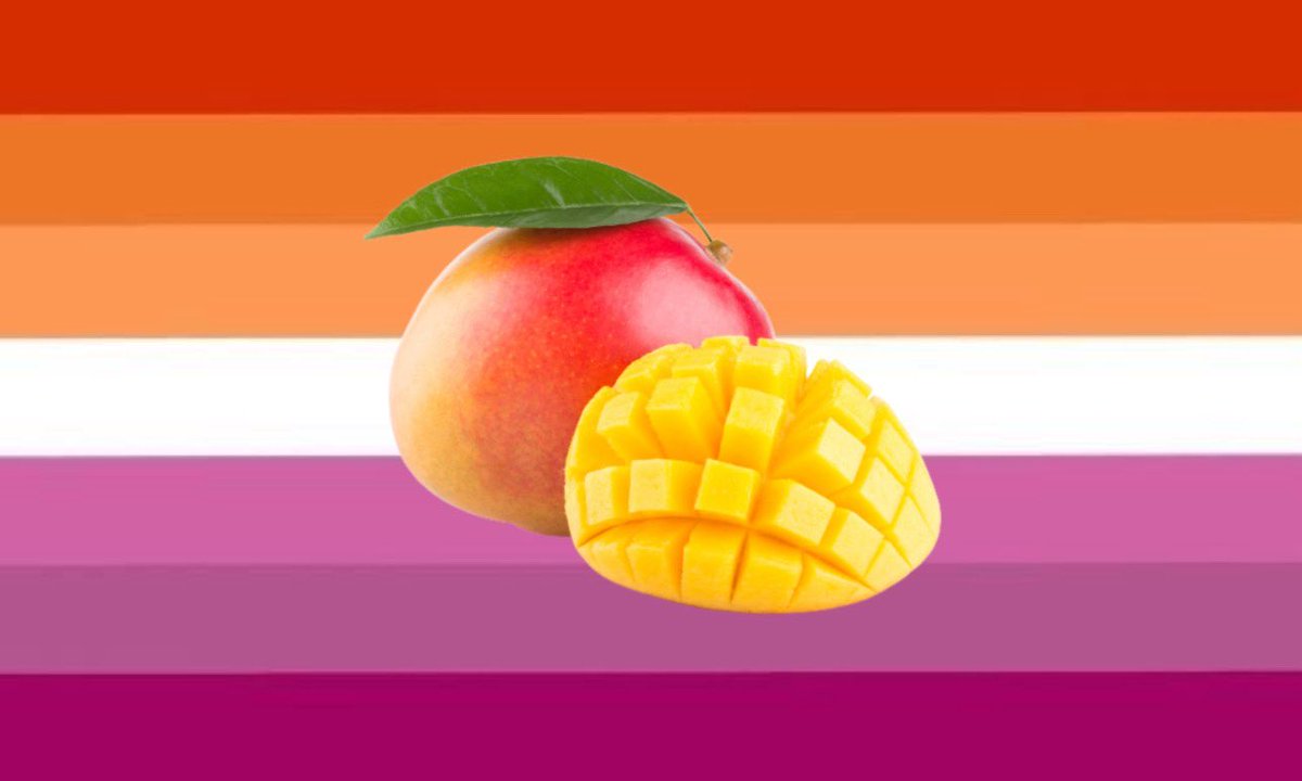 vampirafemme's tweet photo. mango lesbian flag made by @wablowrld 

4 lesbians that love mangoes https://t.co/sgwQIBso2D