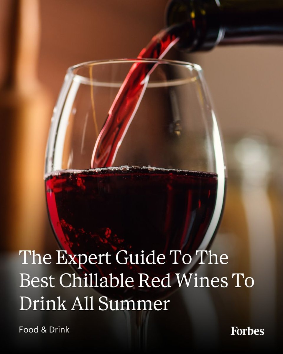 Forbes's tweet photo. Summer is the perfect season to drink red wine, but be sure to make it a chillable red that responds well to a bit of refrigeration. Here’s your expert guide to chilling and enjoying red wines.
Read more: https://t.co/NCdfUZVRTq
Photo: Getty Images https://t.co/6kjtog5r9e