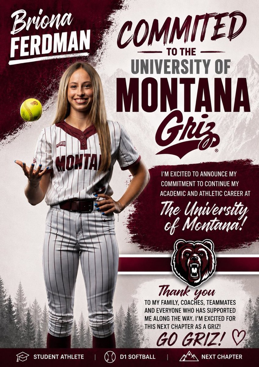 SSN_Softball's tweet photo. Cal State Fullerton transfer outfielder Briona Ferdman has committed to Montana. 

Congrats @bferdman2024!!! https://t.co/InOtLZRLzi