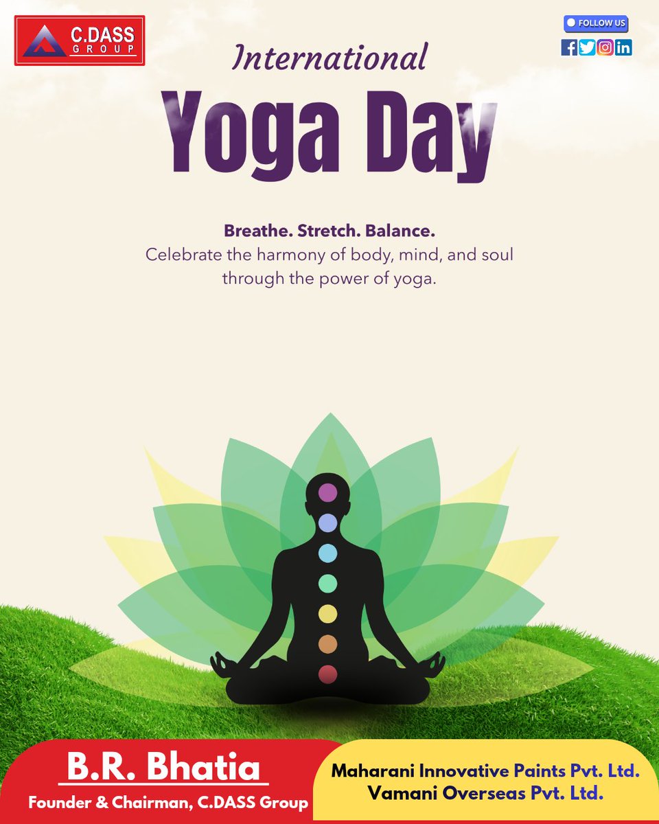 brbhatia_cdass's tweet photo. Wishing you a joyful, healthy, and peaceful International Yoga Day. 🧘‍♂️✨

#InternationalYogaDay #YogaForWellness #HealthyMindHealthyBody https://t.co/1Zqiim6oOB