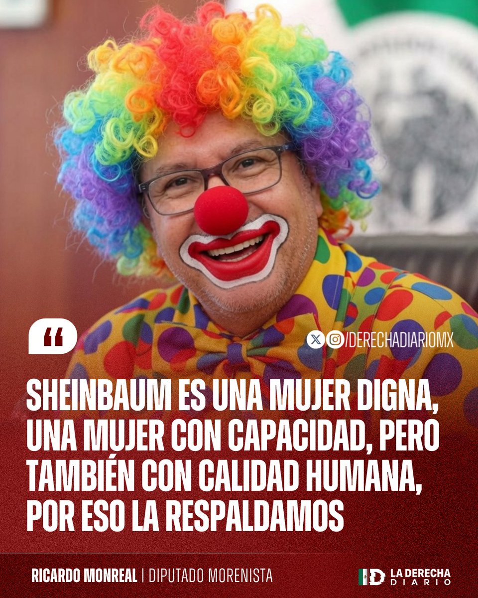 DerechaDiarioMX's tweet photo. 🇲🇽 | El miserable Ricardo Monreal se pasó de cómico y zalamero al bañar en elogios a la cobarde mascota de los narcos, Claudia Sheinbaum: 

"Es una mujer digna. Una mujer con capacidad, pero también con calidad humana". https://t.co/pUKvUErWMu