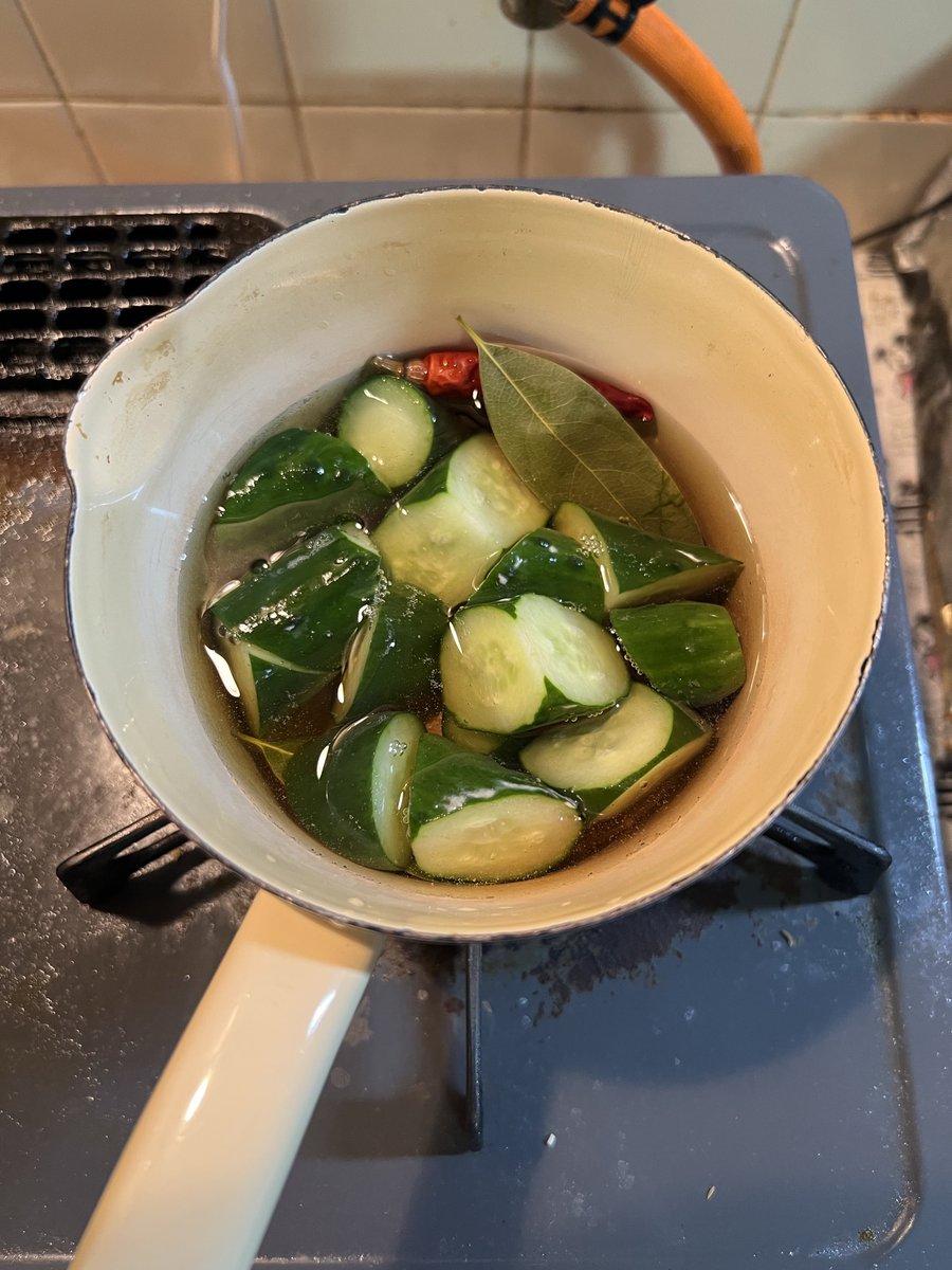 JIROispower's tweet photo. 先人達のレシピを参考にシェイクシャックを作ってみるぜ
まずピクルスな https://t.co/LfdeCZX1p5