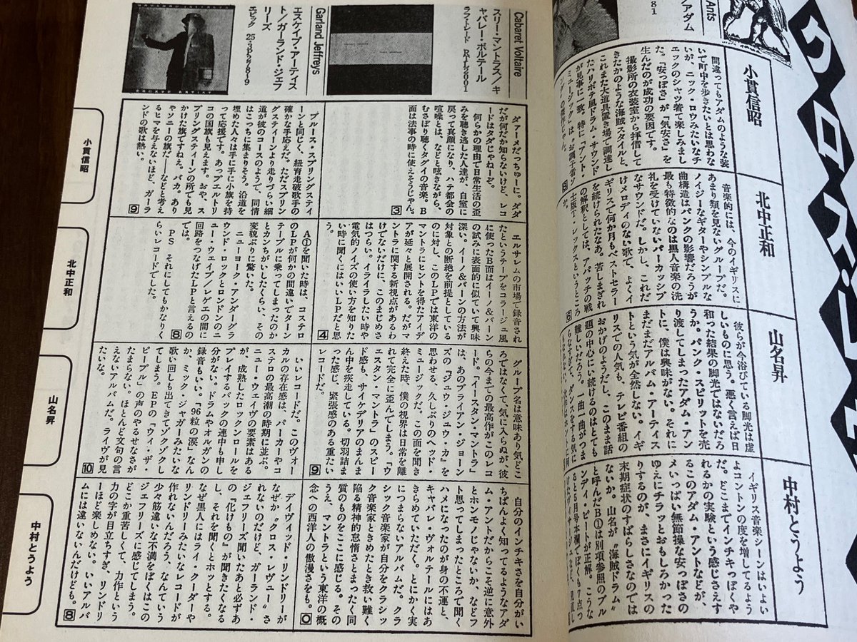 newwave_record's tweet photo. 店で暇な時に"クロスレヴュー1981-1989"を読んでます
中坊の頃はMUSIC LIFE, Soundall, FM fan。高校ではFOOL'S MATE, MUSIC MAGAZINE, rockin'onを読んでました。新しい音楽を知る事が何より楽しかった..
読むと当時の情報収集熱を思い出します。今は..無い
キャバレー・ヴォルテール0点 12:00開店！ https://t.co/5PIvgLi5MZ