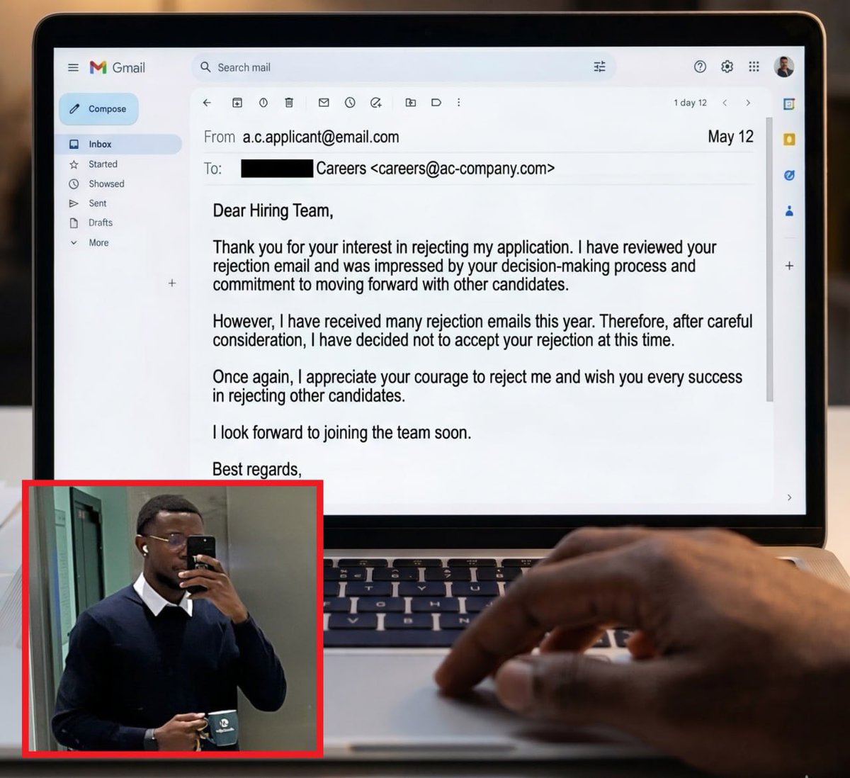 mymixtapez's tweet photo. Man goes viral for his epic reply to a job rejection email 😭😭 https://t.co/G5UAKKKrig