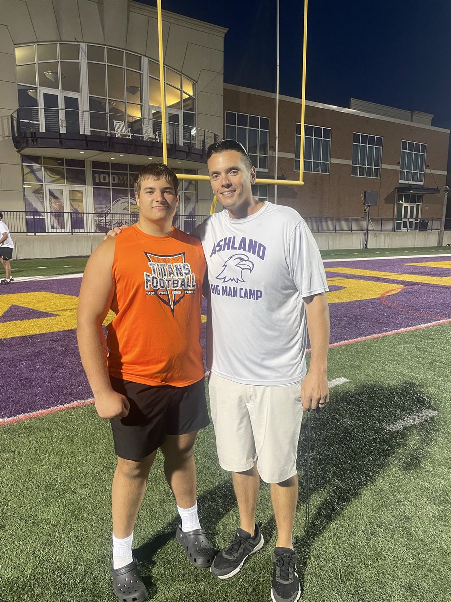 nik_hanchuk's tweet photo. Had an amazing time yesterday competing @AshlandFB camp! I won O Line MVP! Had great conversations with @coach_geiser and @JimCordle63! Can’t wait to be back for a game!!!

@BMHSTitanFB @Jocko1114 https://t.co/H3MvEzsJTC