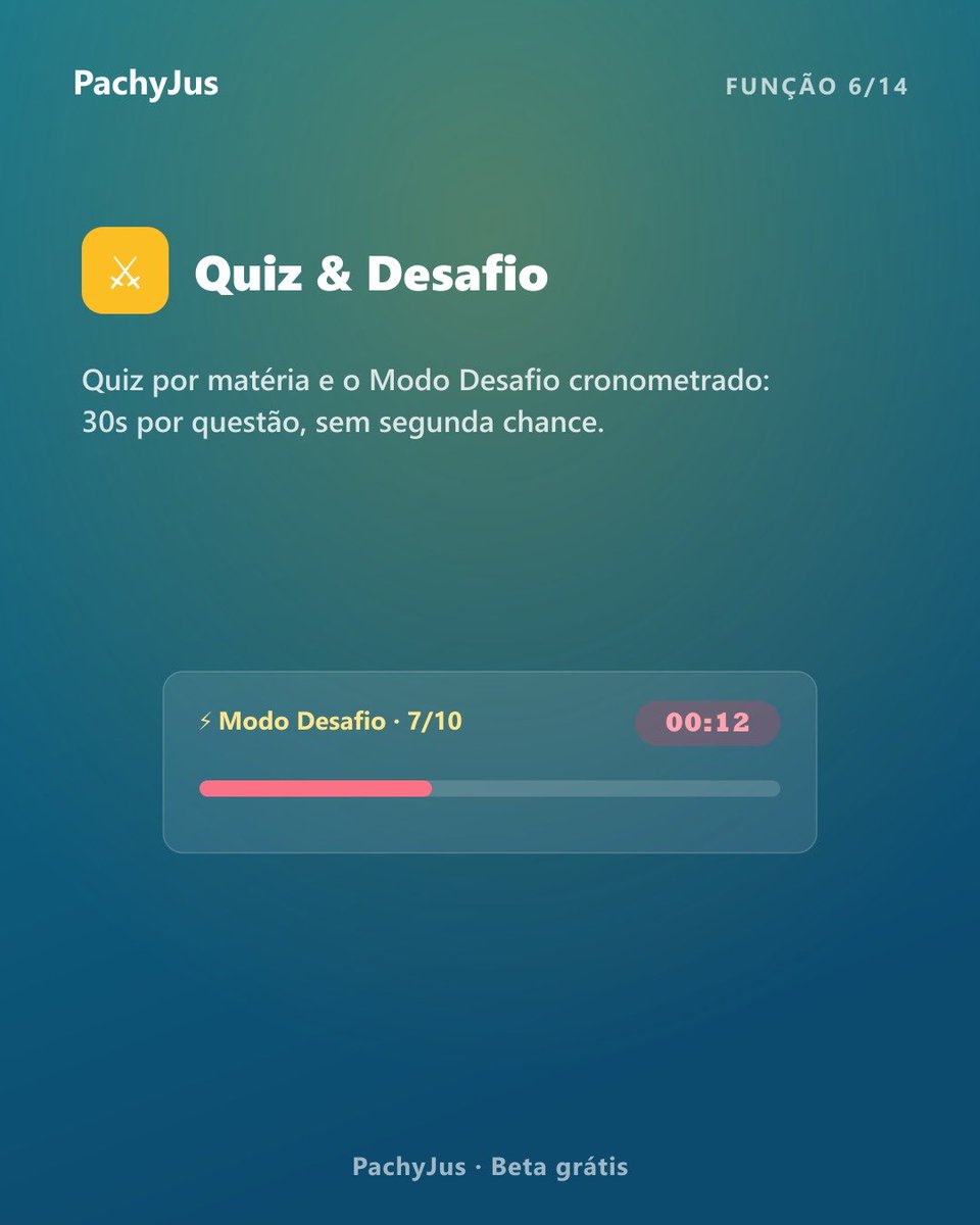 pachyjus's tweet photo. Um sistema de treinamento crítico para você NUNCA MAIS cair em pegadinhas de banca:

🔁 Revisão que Morde: Flashcards com lacunas e repetição espaçada (SM-2) baseados nas maiores armadilhas reais das provas.

⚔️ Quiz Rápido & Modo Desafio: Testes cronometrados para treinar sua agilidade sob pressão! (3/5)