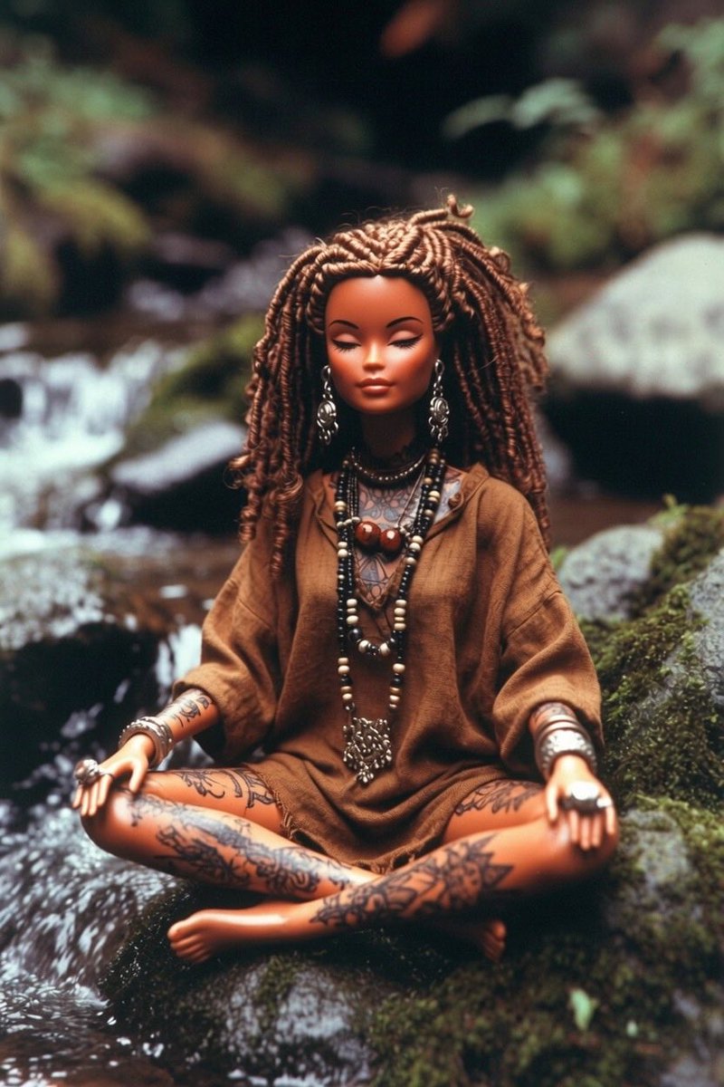 InanimateDonX's tweet photo. Locs. Layered beads. Tattoos. Lotus position on a mossy rock by a stream. Completely unbothered.

Jill is a chill specimen and she has figured something out.

https://t.co/h2a6tva3Rv

#dollsoftiktok #chillgirl https://t.co/Avxzz282vG
