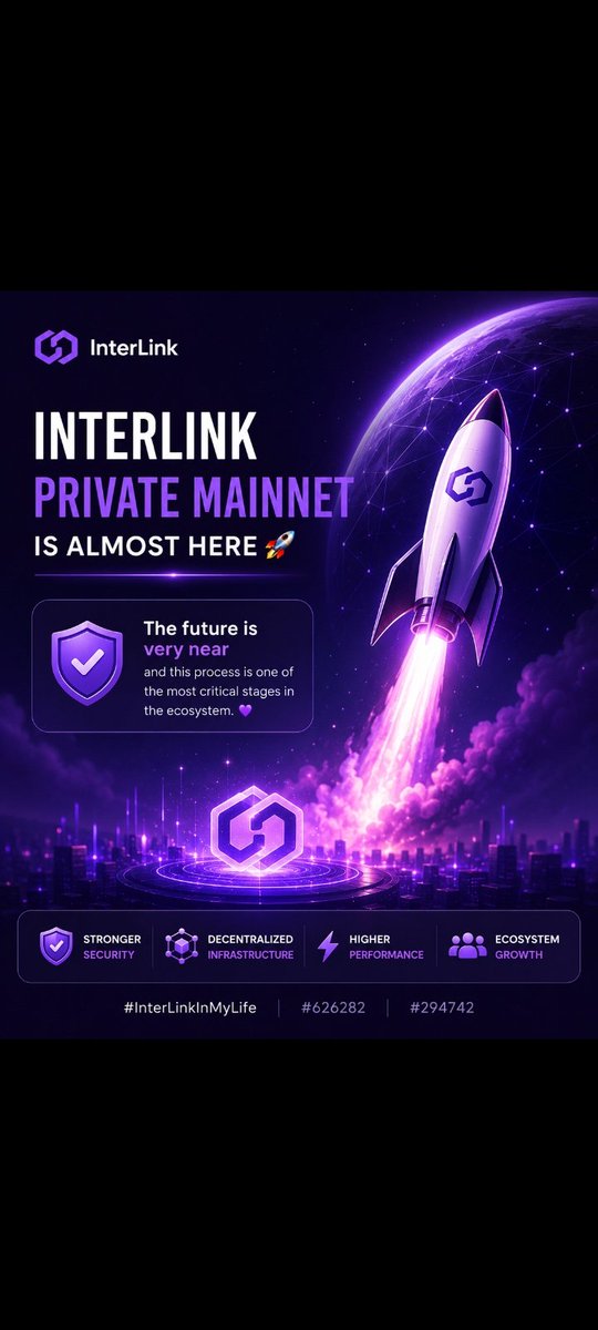 Ia20292798's tweet photo. Interlink private mainnet is almost here 🚀

The future is very near and this process is one of the most critical stages in the ecosystem.💜

#InterLinkInMyLife #626282 #294742 https://t.co/1m3LCVvSzD