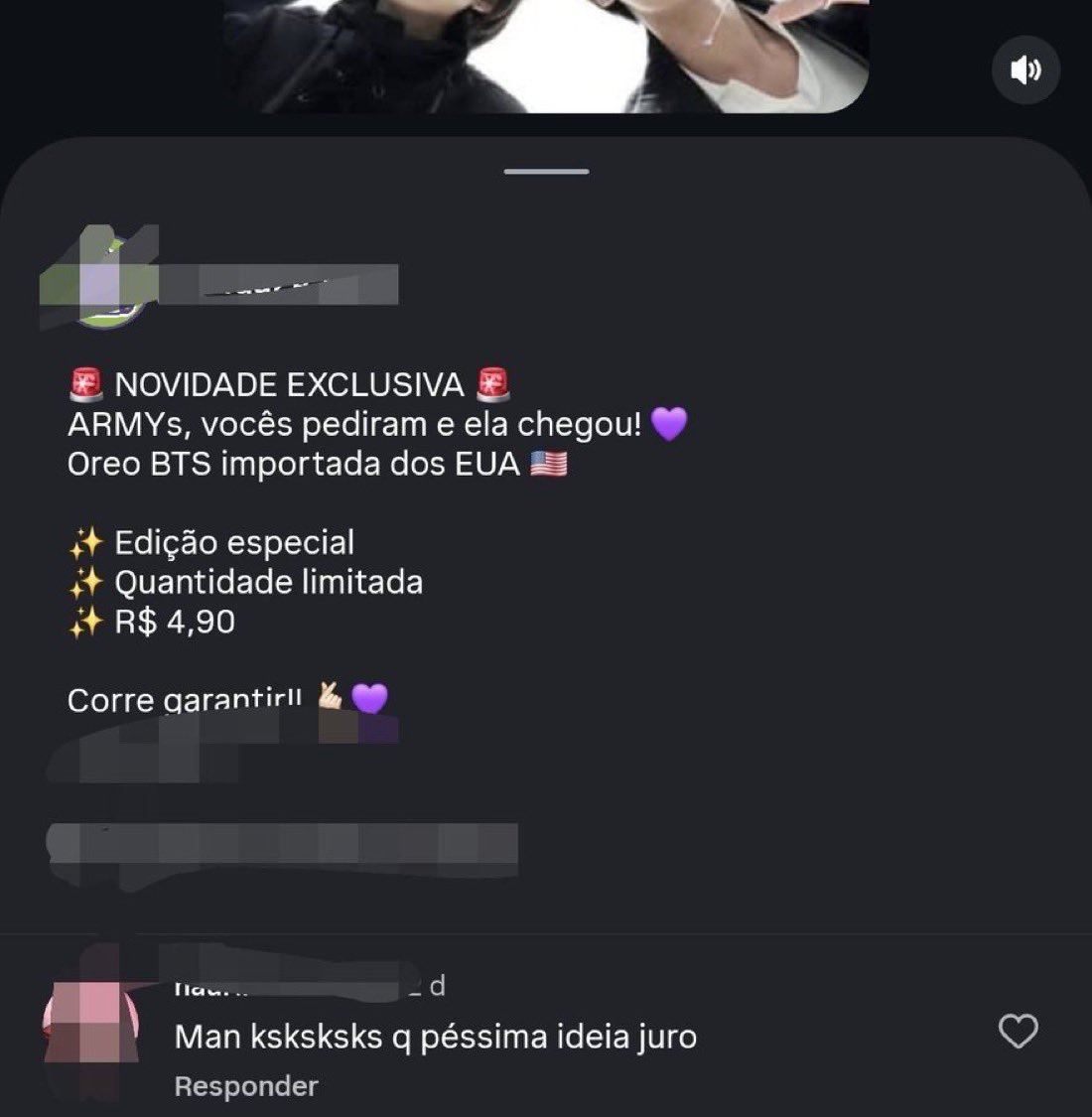 AzulindigoRM's tweet photo. Eu queria muito que fosse uma zoeira maluca, mas parece que tem gente comprando o PACOTE de Oreo do BTS e vendendo SÓ UMA UNIDADE DE BISCOITO. Pelo amor de Deus!!!!

A venda informal de alimentos pode gerar problemas sérios.

Ao comprar um produto aberto, há risco de contaminação, armazenamento inadequado e ausência de informações essenciais, como validade e procedência. Isso pode colocar a SUA saúde em risco.

Gente, pelo amor a sua saúde, não compra isso fracionado de forma ilegal com pacote aberto.
