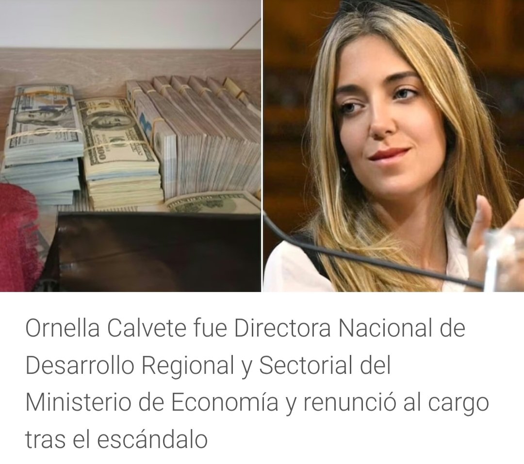 betoelperonista's tweet photo. Es Ornela Calvete le Secuestraron 700 Mil Dolares, Funcionaria de Toto Caputo. ANDIS MEMORIA.✌️👇 https://t.co/asdH8uErC8