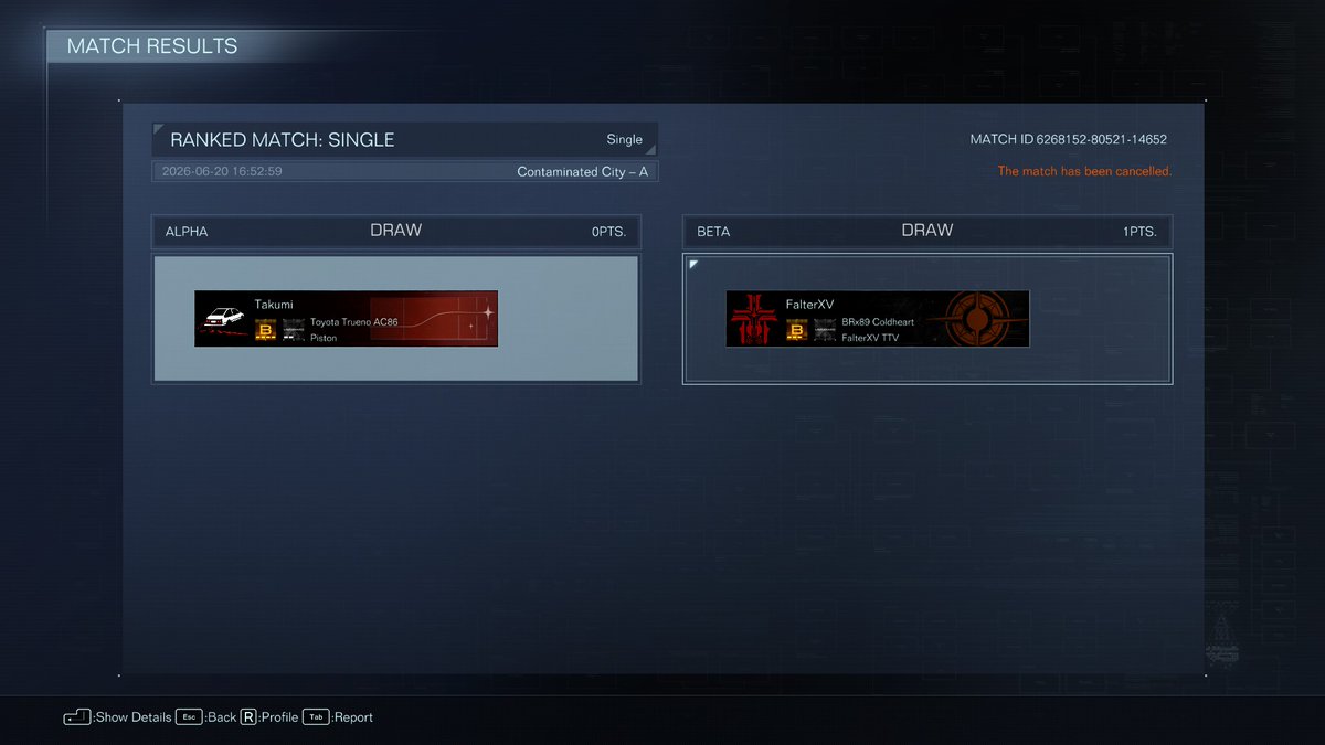 falter_xv's tweet photo. Me: I'm just going to casually do some Ranked #ArmoredCore6 again.

Runs into melee monkey cheater who alt+F4s and has a VAC ban on record to boot.
Why am I not even suprised at this point?
https://t.co/fm3aVyJABt

#Vtuber #FalterFireRises #WorldwalkerUniverse 

Reminds me why I quit playing this game given the literal mental retardation of melee exploiters, their cheat exploits, and the fact that they'll literally cheat the ranked system to avoid losing due to their game and mental skill issues!
