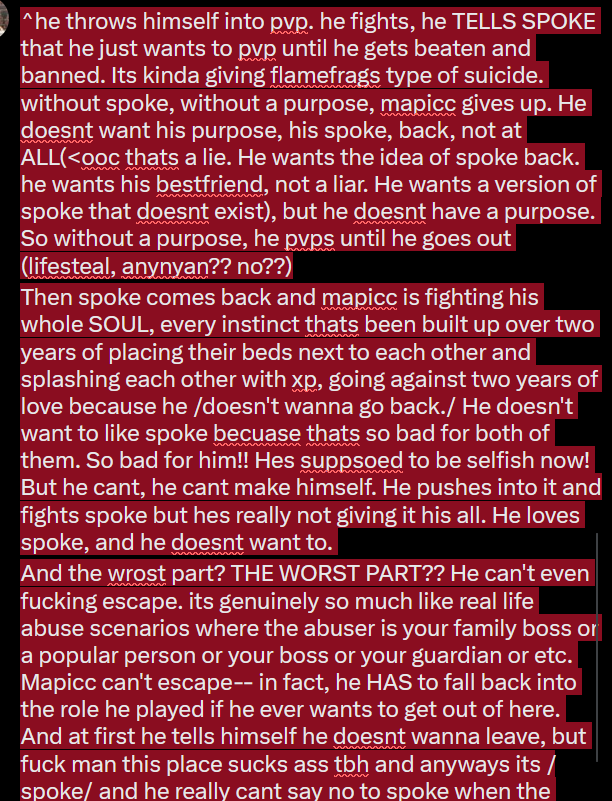 SkittingCat's tweet photo. @Starlingwoes GLADLY!!! Okay ive given my spoke mental leaning thesis before so im not gonna repeat it but basically. Mapicc is spoke's pillar of mental stability, and that isn't healthy for anyone. Mapicc has been like. Spoke has essentially isolated BOTH of them from any ally/friend https://t.co/YiUPdkSw1s