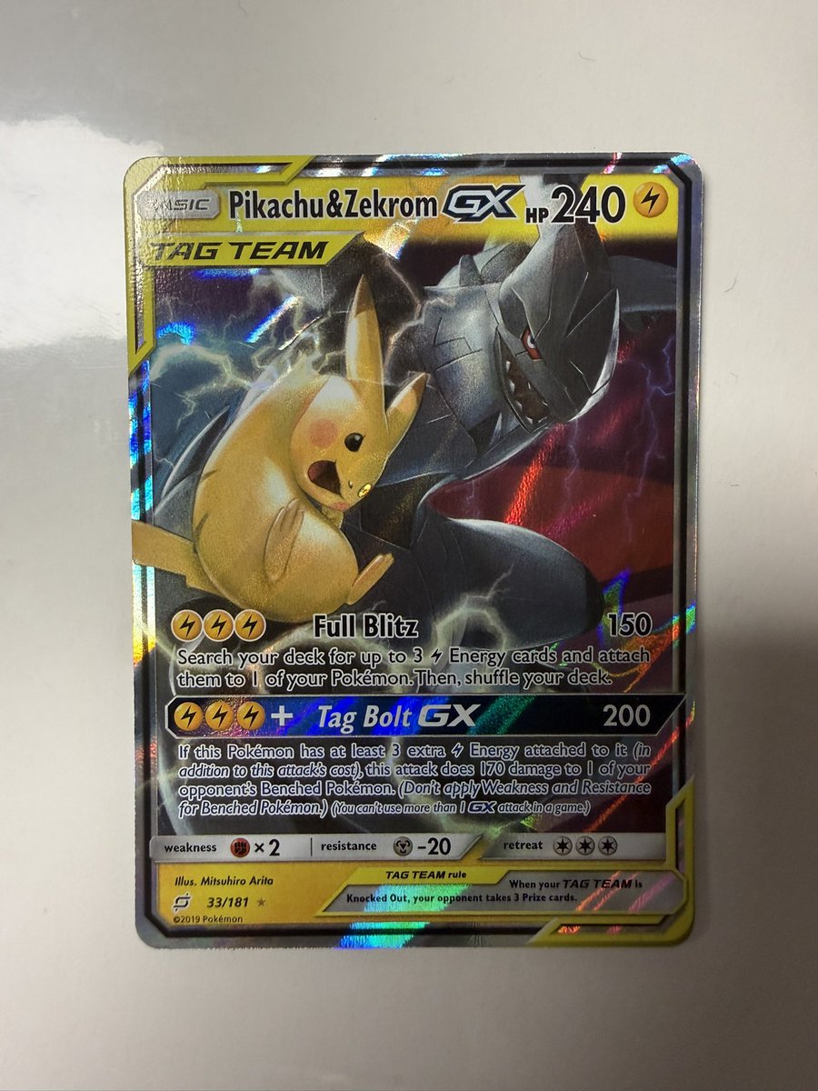 intermedation's tweet photo. @NewAgeCardKings Pikachu &amp; Zekrom GX Tag Team - $90

———————————————

Free Shipping w/ Tracking. (US) https://t.co/PN1V8hGsPi